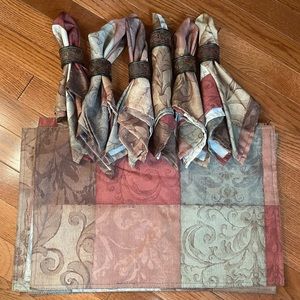Placemats and matching napkins with holders